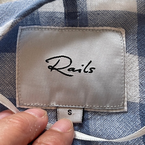 Rails Athena Periwinkle Gingham Wrap Top Women's Size S Linen Blend Crop - Picture 8 of 10